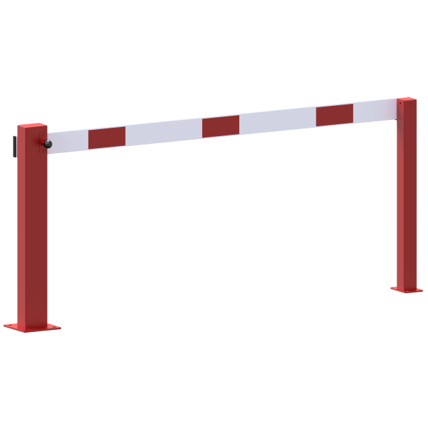 Compact hand barrier | without fixed support post | clear width: 2000 mm | for padlock | hot-dip galvanized and coated red / white